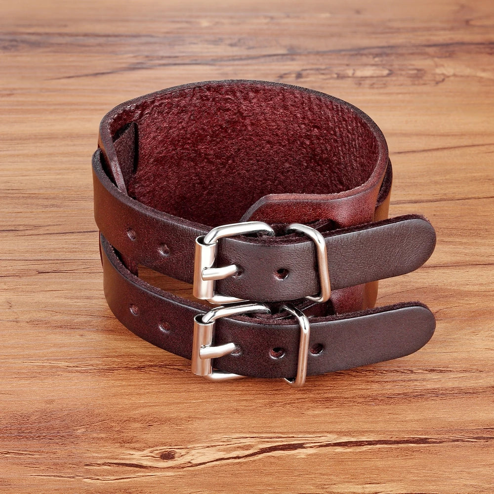 TYO Cowboy Style Bandage Genuine Leather Bracelet Adjustable Bangle Men Fashion Wristband Knight Charm Accessories Birthday Gift
