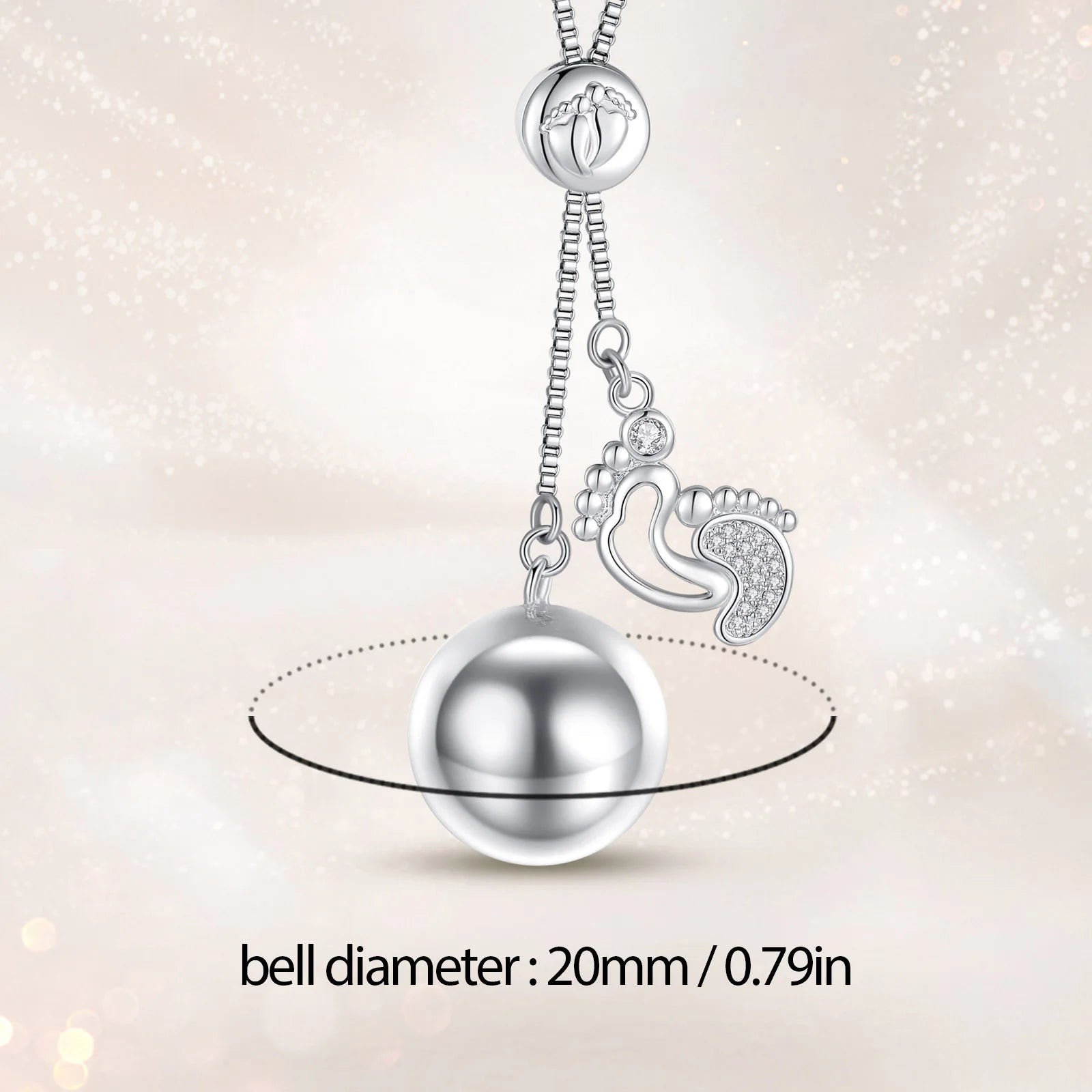 Eudora Bola de Grossesse Baby Footprint Pendant Harmony Ball Baby Chime Ball Angel Caller Necklace DIY Maternity Jewelry Women
