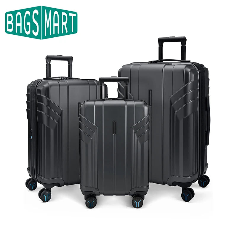 Ensemble de bagages BAGSMART 3 pièces avec serrure TSA Valises à coque rigide Spinner Bagages de voyage familiaux légers et durables 20 24 28 pouces