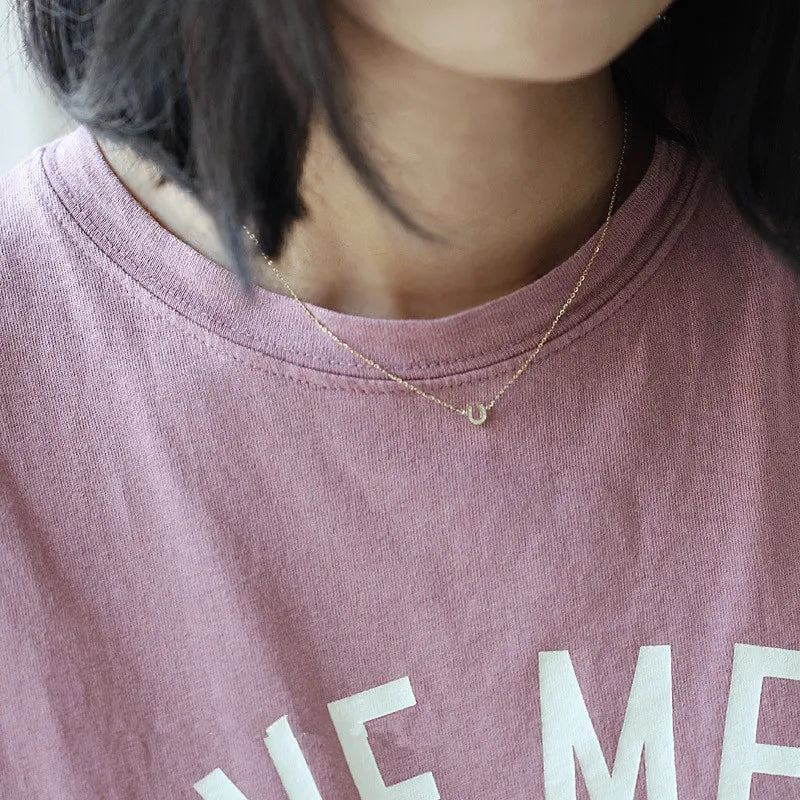 Halskette mit Hufeisen-Anhänger in U-Form, 925er Sterlingsilber, 14 Karat vergoldet, Pavé-Kristall, Damen, Modeschmuck