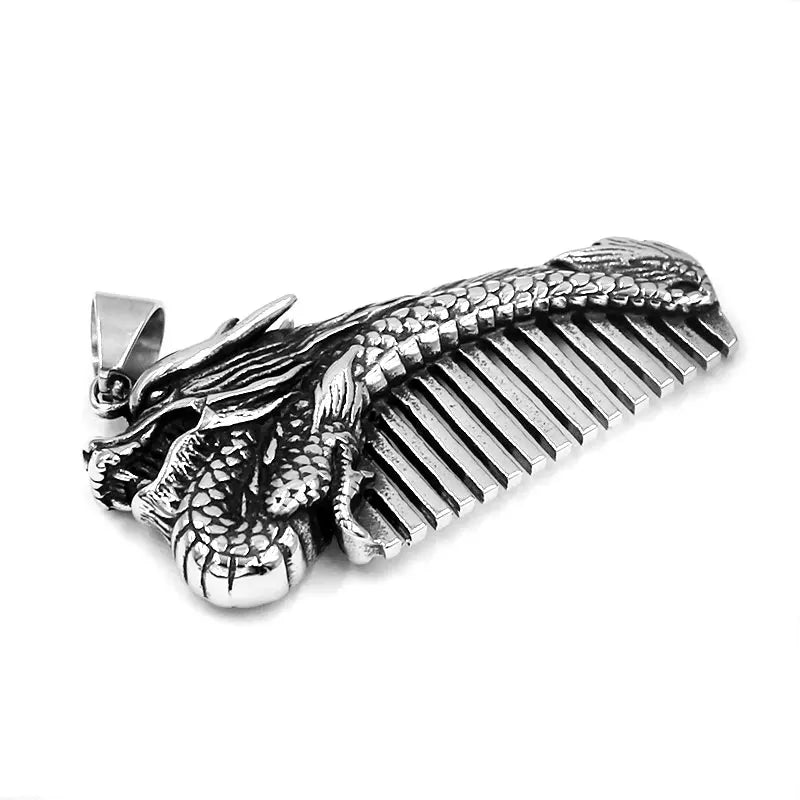 Pendentif peigne de dragon en acier inoxydable, bijoux tendance, animal, peigne de paon, motard, hommes et femmes, pendentif cadeau SWP0607A