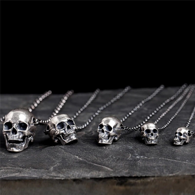 MKENDN 100% 925 Sterling Silver Punk Rock Skull Pendant For Necklace Men Women Fashion Accessories Jewelry - Madeinsea©