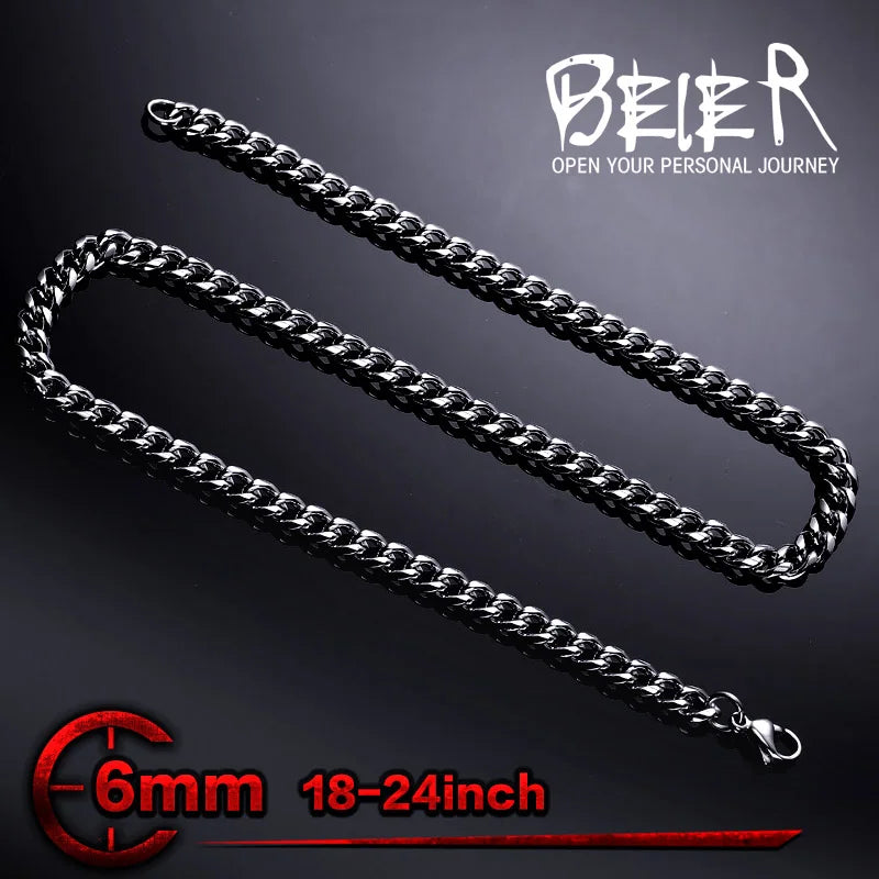 Collier Beier en acier inoxydable 316L pour homme et femme, bijou tendance, forme de cœur torsadé, style punk, vague d'eau, LLBN1030N