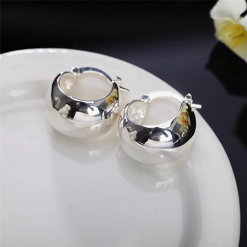 DOTEFFIL 925 Sterling Silver Smooth Egg Shape Earrings For Women Jewelry Cute Romantic Jewelry Wedding Party Gift