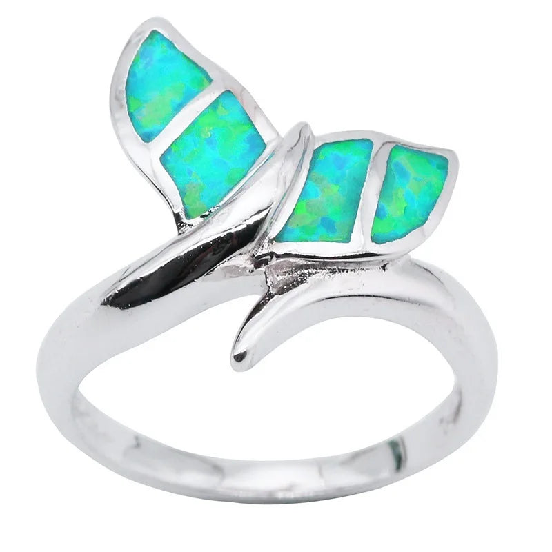 Green Tale Whale Ring