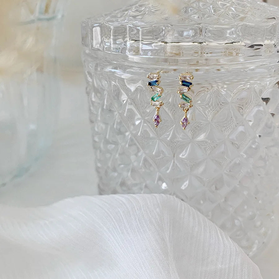 925 Sterling Silber Einfache Schlangenohrstecker Damen Pavé Kristall Quastenohrringe Hochzeit Temperament Schmuck Freundschaftsgeschenk