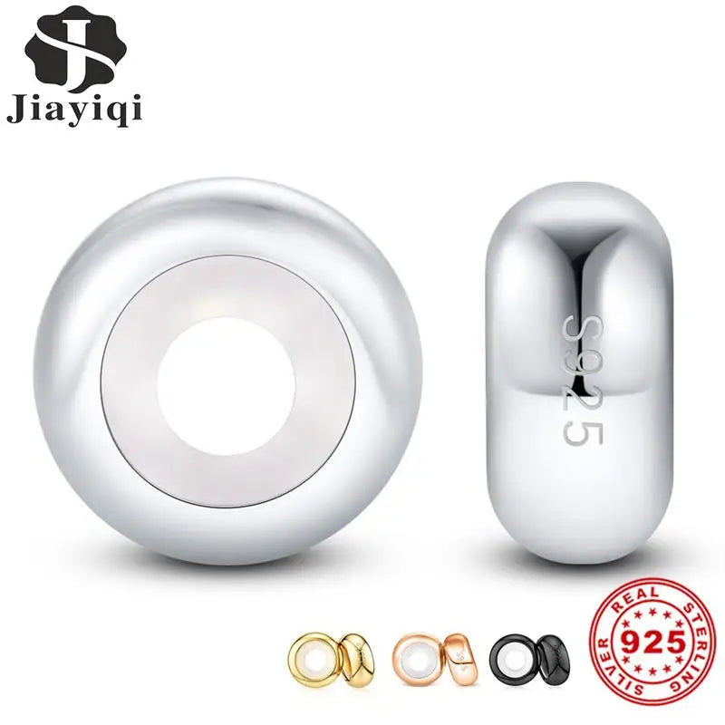 2pcs Silicone Stopper Beads 925 Sterling Silver Charm for DIY Original Bracelet Making Fine Jewelry Finding Accessories Gift