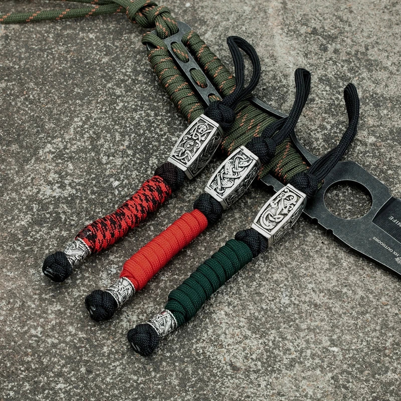 New Viking Norse Pirates Rune Amulet Paracord Lanyard Keychain With The Selected Knife Bead Sword Lanyard Handmade Jewelry Gift