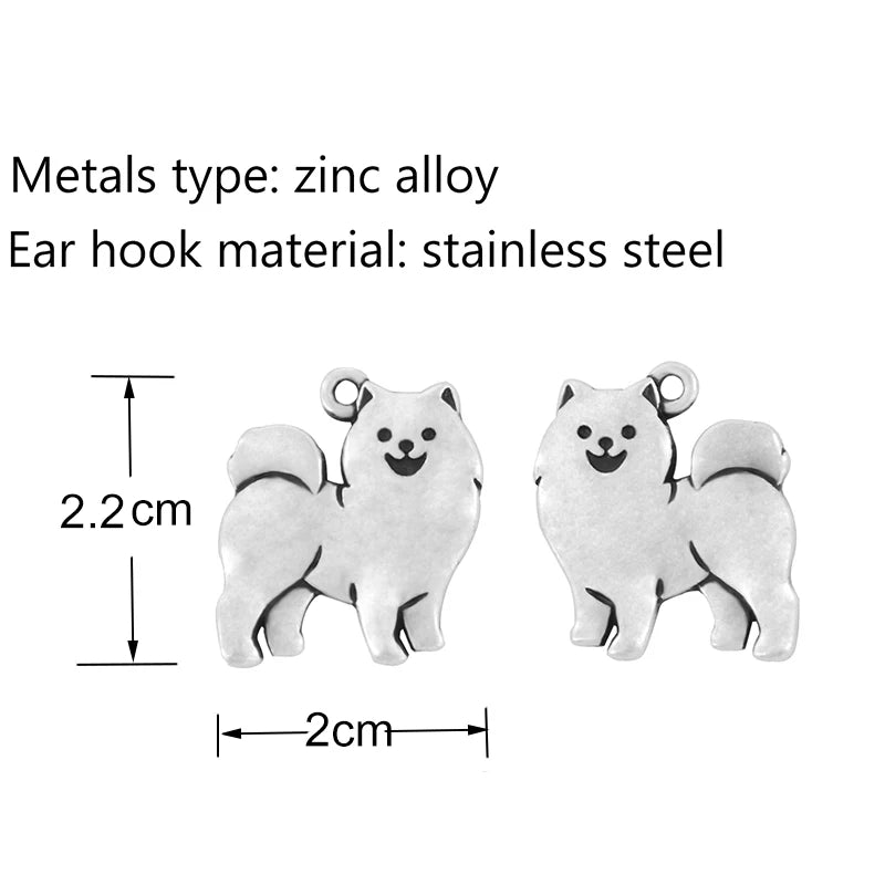 New Fashion Vintage Samoyed Dog Drop Earring Boho Pets Dogs Brincos Lover Gifts Jewelry Earrings For Women Pendientes Mujer
