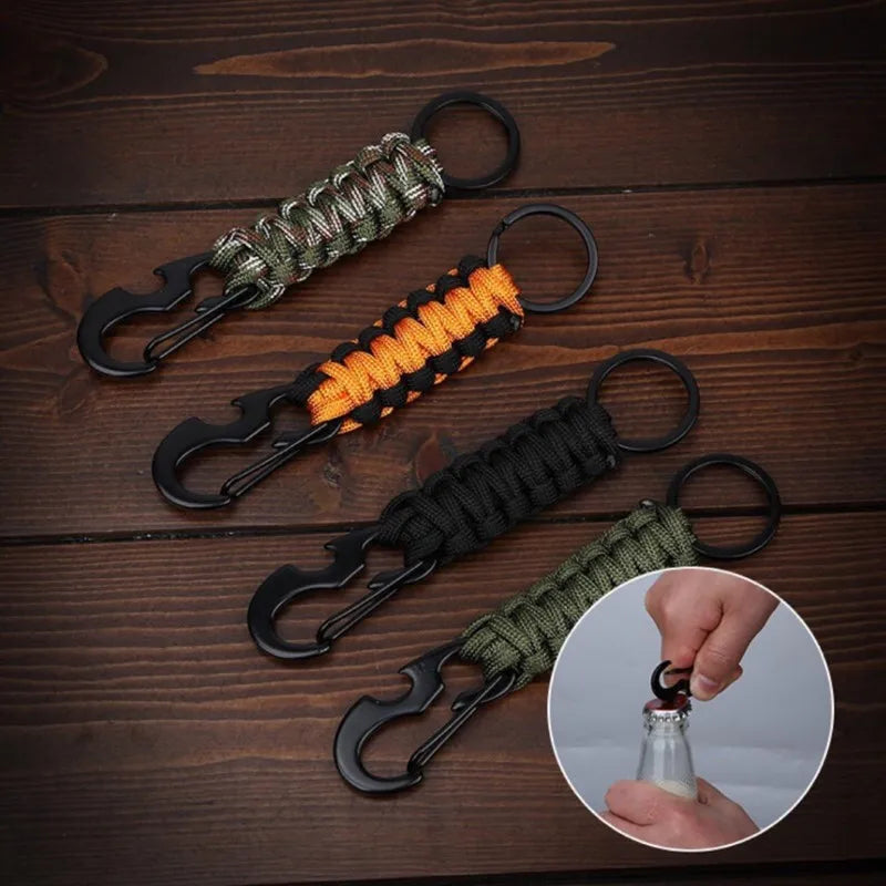 MKENDN Outdoor Umbrella Rope Corkscrew Car Keychain Climb Keychain Tactical Survival Tool Carabiner Hook Cord Backpack Buckle - Madeinsea©