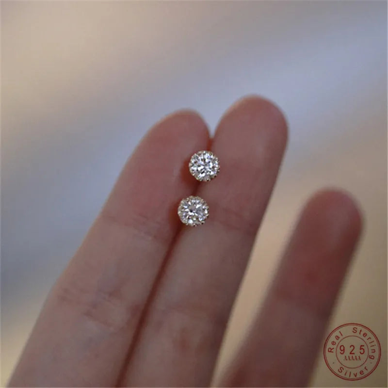 925 Sterling Silber Französisch Einfache Funkelnde Kristall Stud Ohrringe Frauen Licht Luxus Temperament Hochzeit Partei Schmuck Geschenk