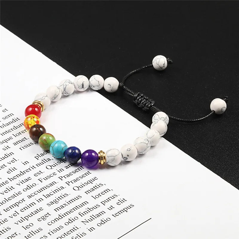 Bracelet unisexe à 7 chakras avec perles, pierre œil de tigre, breloque de prière, bracelet Bouddha, bijou ajustable, cadeau