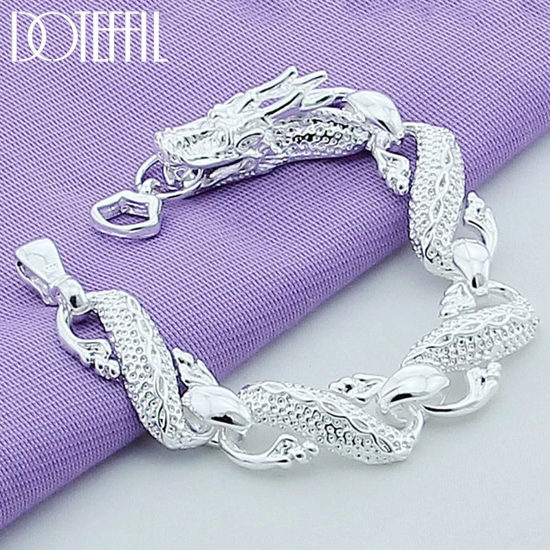 DOTEFFIL 925 Sterling Silver Dragon Cuff Bracelet For Man Women Charm Wedding Engagement Party Fashion Jewelry - Madeinsea©