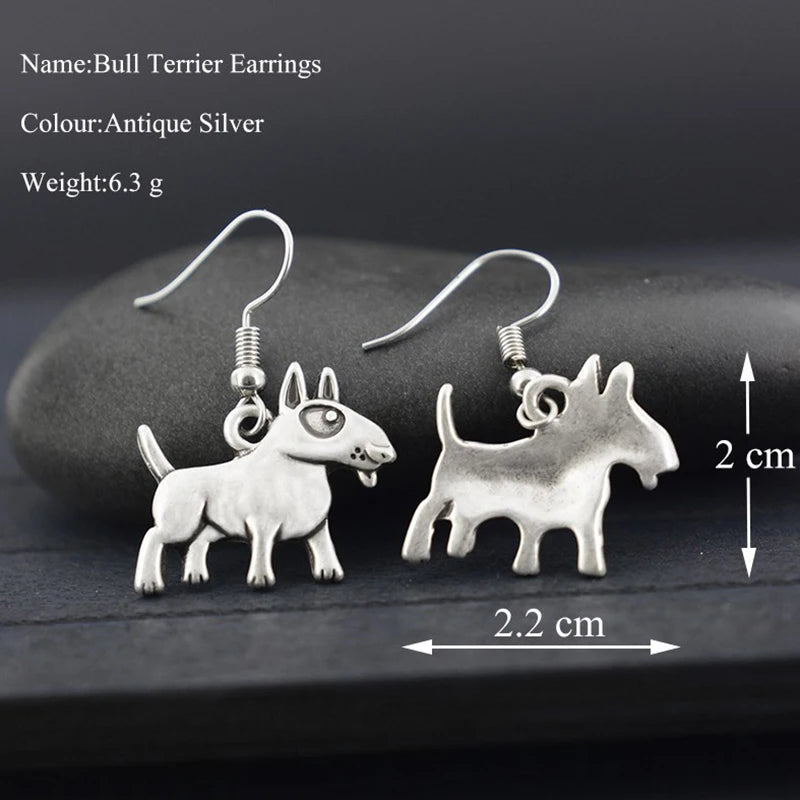 New Retro Fashion Bull Terrier Drop Earring Women Boho Cute Dog Brincos Lover Gifts Jewelry Dangle Earrings For Girls Pendientes