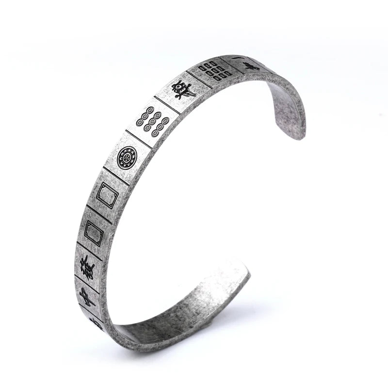 Beier 316L Stainless Steel Chinese Mahjong Thirteen Ancient Men's Open Bracelet Fashion High Quality Jewelry
