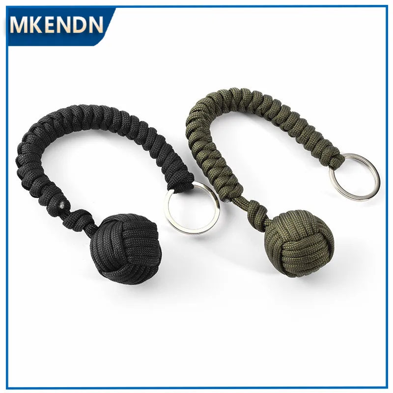 MKENDN New Design Paracord Keychain Lanyard Fist Knot High Strength Parachute Cord Self-defense Emergency Survival Tool Key Ring