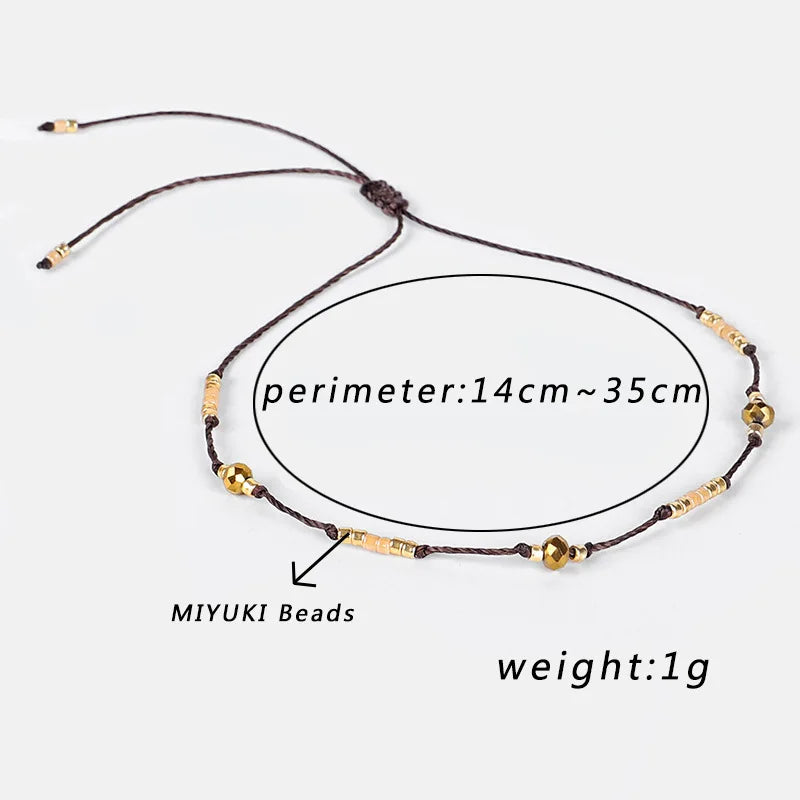 HI MAN Bohemian Colored Beads Wax Thread DIY Anklet Women Adjustable Summer Beach Casual Jewelry Accessories Girlfriend Gift