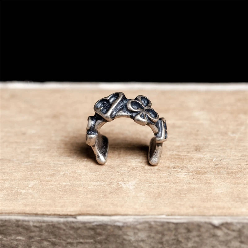 MKENDN 925 Sterling Silver Personalized Playing Cards Clip Earring For Men Women Without Piercing Puck Rock Ear Cuff Jewerly