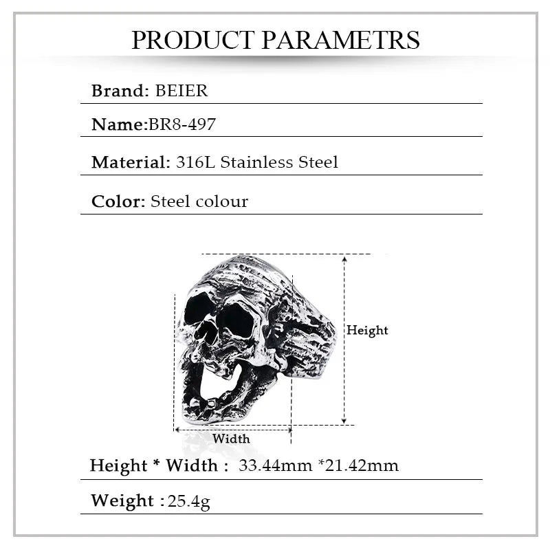 BEIER 316L stainless steel Devil Skull Men's Ring Punk Rock drop shipping High Quality Jewellery LLBR8-497R