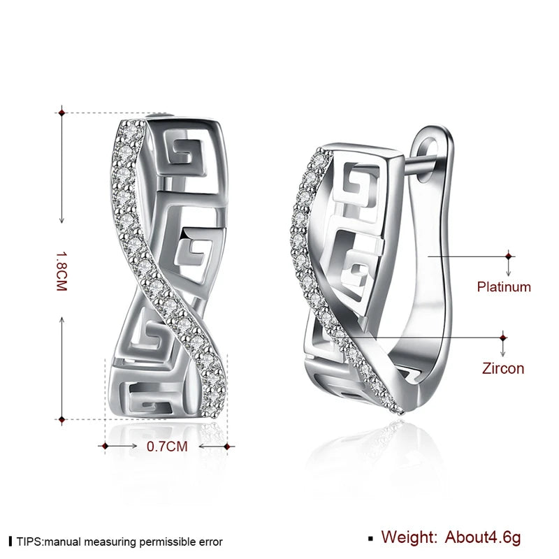 DOTEFFIL 925 Sterling Silver Classic AAA Zircon Earrings Fashion For Woman Wedding Engagement Party Gift Jewelry