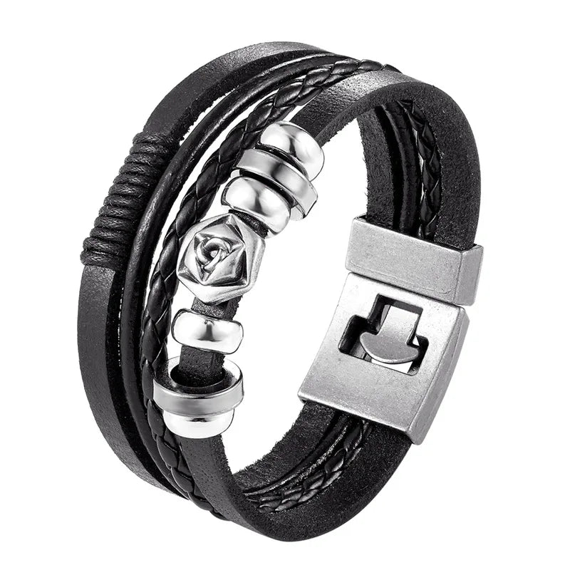 2023 Newest Design Fashion Multi-layer Leather Bracelet Men Vintage Punk Anchor Bracelets Women Nautical Jewelry Preferred Gift