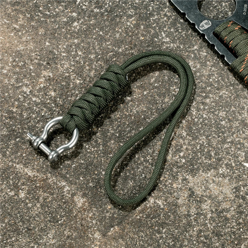 Outdoor Style Paracord Keychain Lanyard D Bow Buckle High Strength Parachute Cord Self-defense Emergency Survival Tool Key Ring
