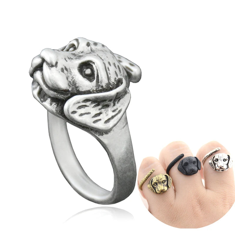 Retro Labrador Retriever Puppy Anillos Dog Ring Boho Anel Animal Love Rings For Women Men Jewelry Best Friends Gift Accesorios