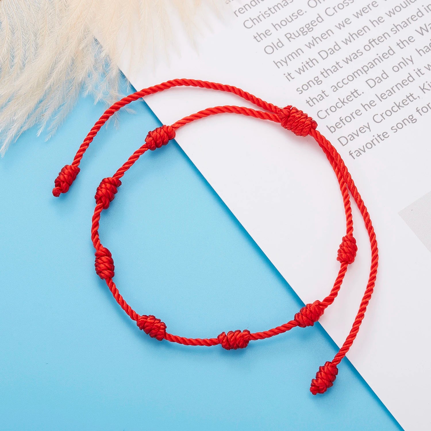 Handmade 7 Knots Red String Bracelet Protection Good Luck Amulet for Success Prosperity Friendship Rope Wristband Jewelry Gift