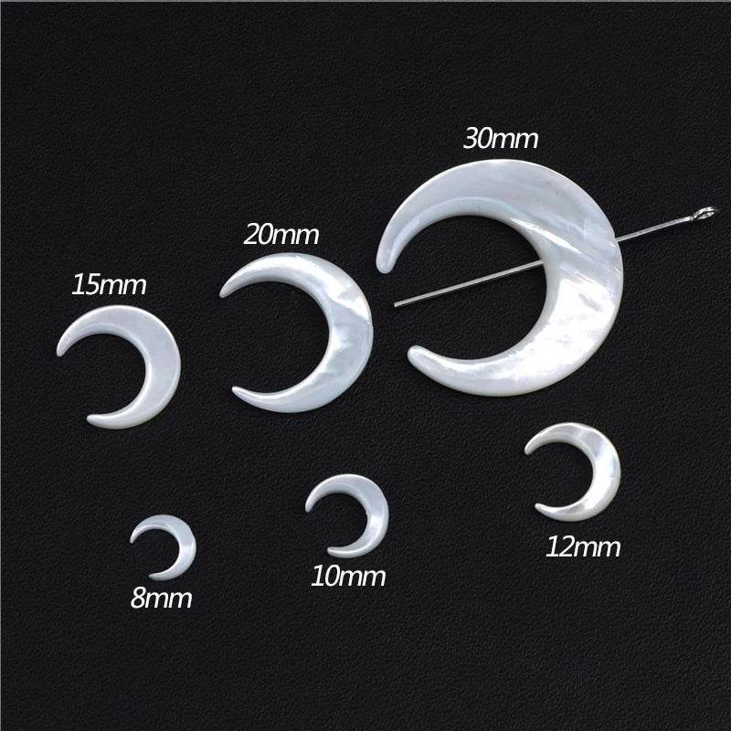 8-30mm Natural Mother of Pearl Bead Moon Shape Loose Shell Beads For Jewelry Making Women Necklace Earrings AccessorIes Supplies