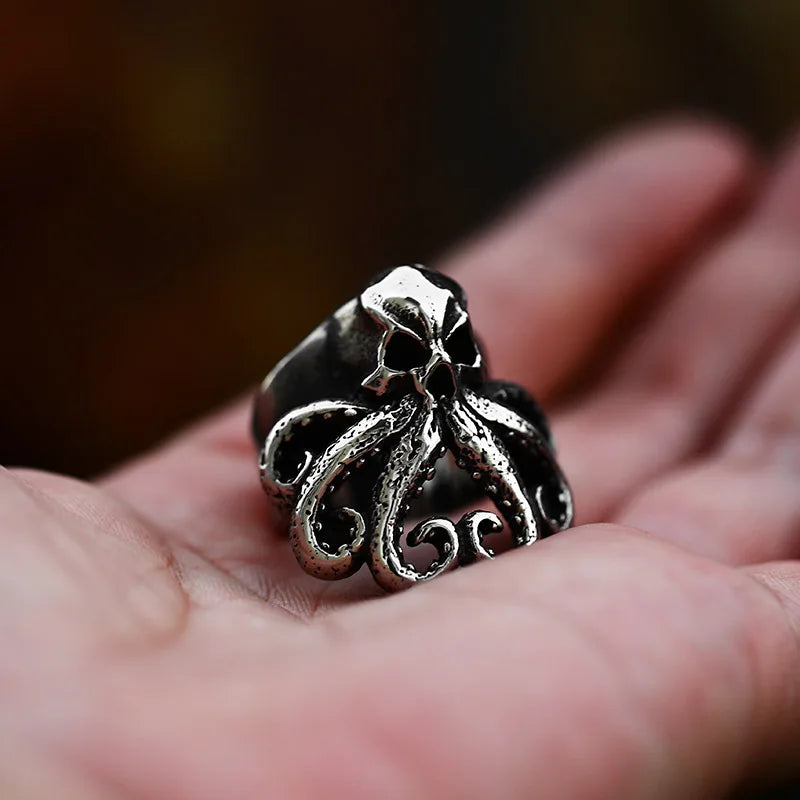 Antique Vintage Octopus Skull / Squid / Wolf / Tiger / Bear / Sheep Mens Rings