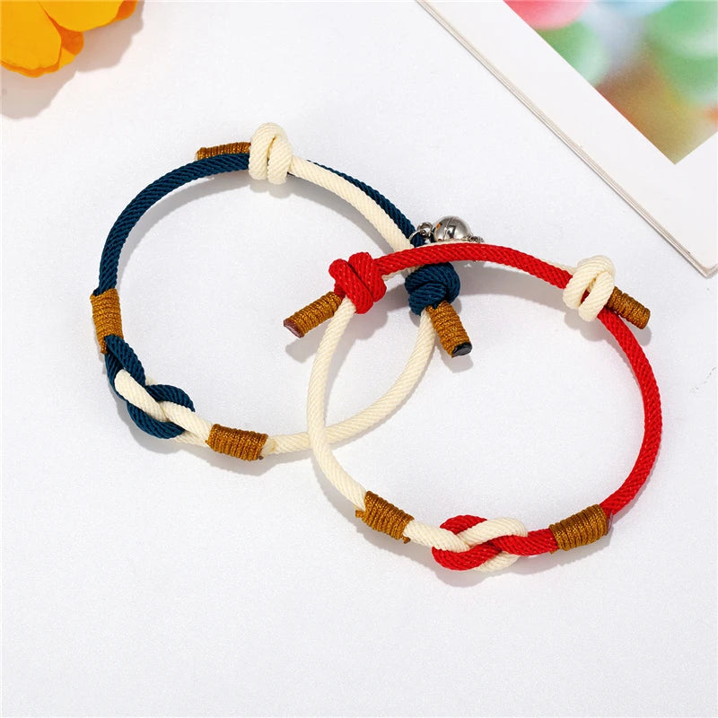 MKENDN Concentric knot Infinity Couple Bracelet For Lovers Attract Each Other Men Women Souvenirs Valentine's Day Present