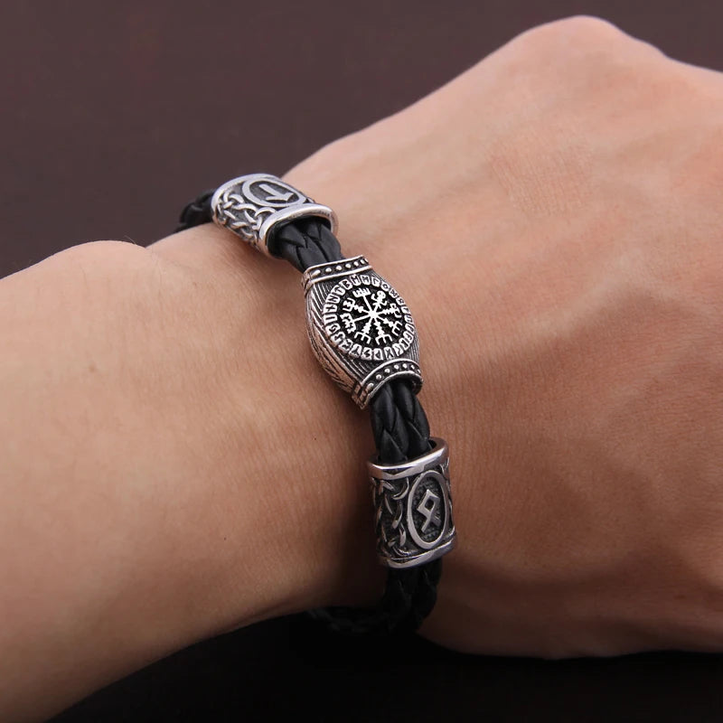 Nordic Runes Talisman Vegvisir Compass Bracelet