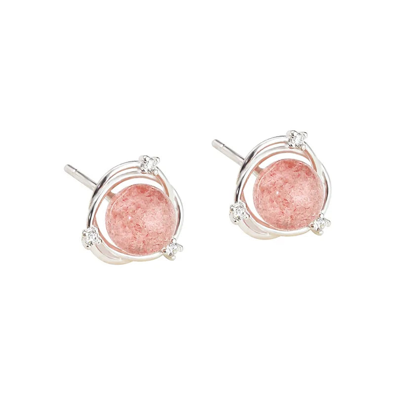 Genuine pink Amethyst Stud Earrings 925 Sterling Silver Earrings Women Gemstones Earings Fashion Jewelry rhinestone stud earring