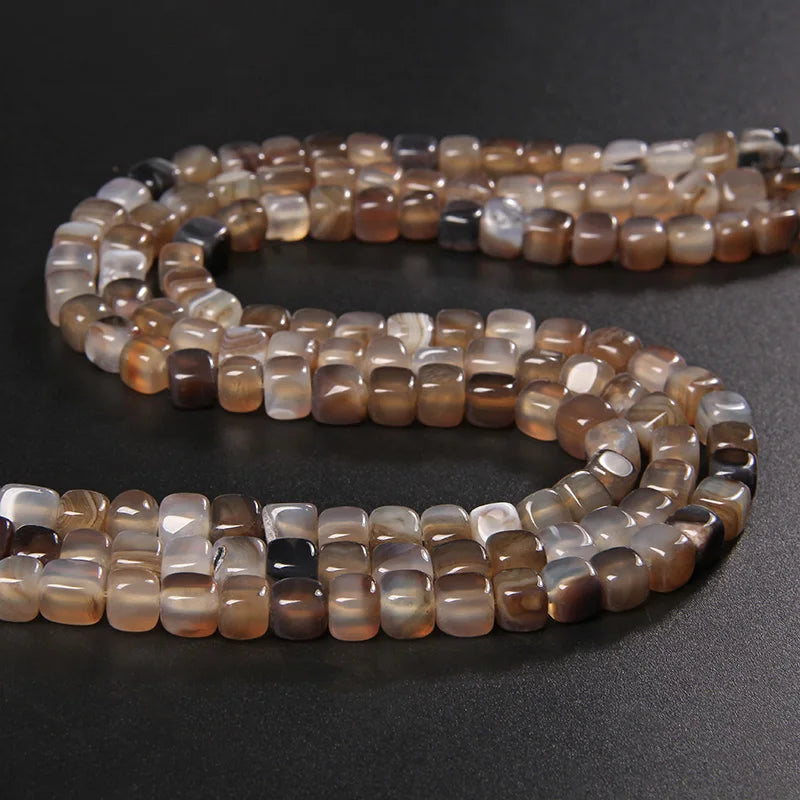 Smooth Smoky Agates Beads Natural Gray Stone Beads Striped Square Loose Beads For Jewelry Making Diy Bracelet Necklace Handmade