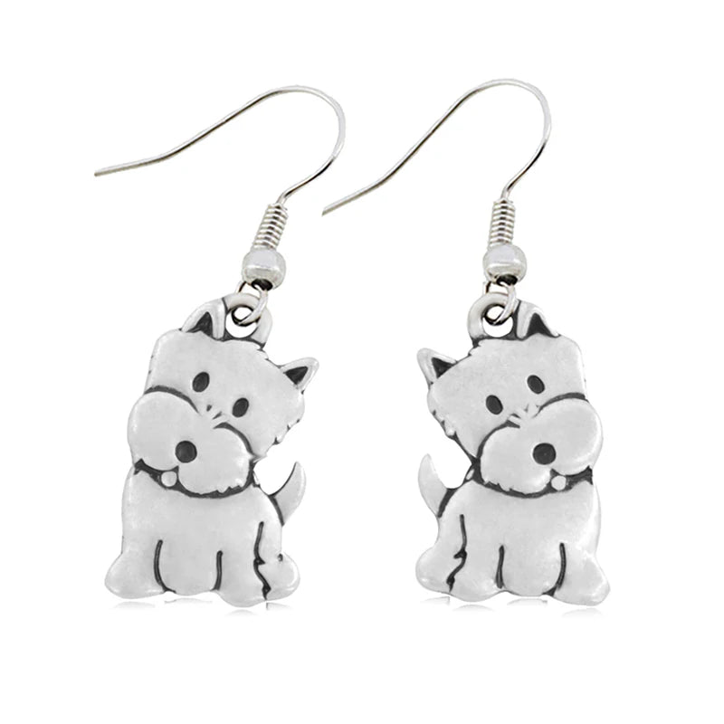 New Vintage Cute West Highland Terrier Dog Brincos Boho Pet Dog Earrings Pendientes Mujer Jewelry For Women Bijoux Best Gift