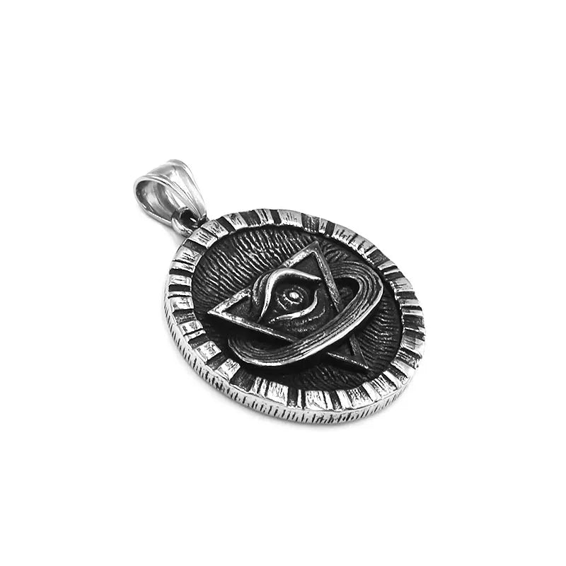 Illuminati Pyramidenauge-Anhänger, Edelstahlschmuck, Vintage, Allsehendes Auge, ägyptisches Auge des Horus, Biker-Herren-Anhänger SWP0566A