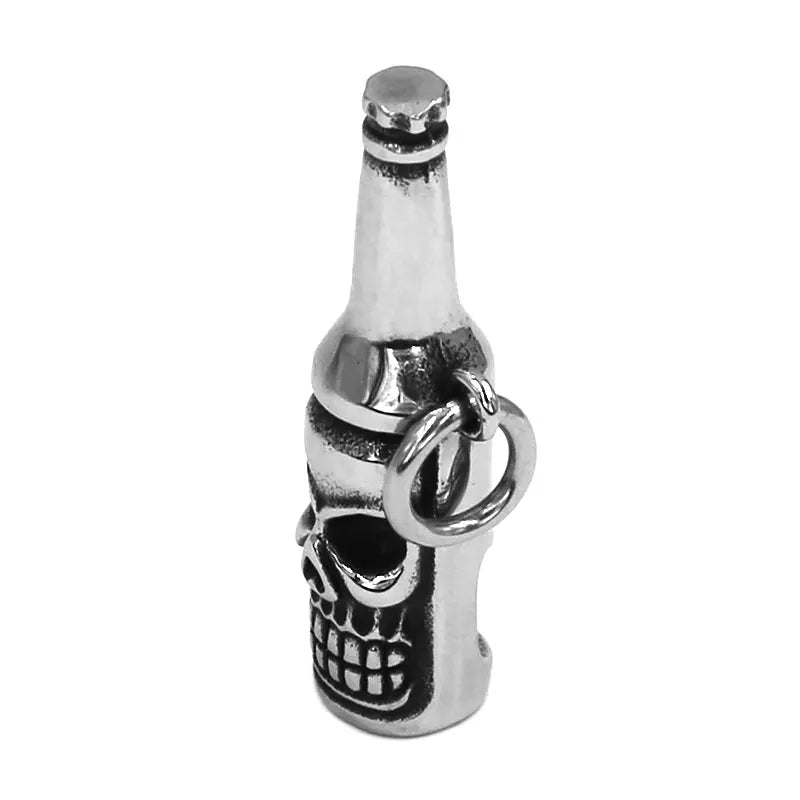 Beer Bottle Opener Pendant Stainless Steel Jewelry Personality Beer Bottle Opener Tool Bottle Skull Biker Pedant SWP0613A