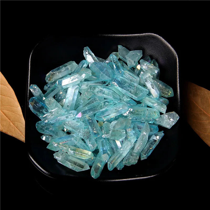 Blue Natural Quartz Crystal Point Beads Top Drilled Graduated Stick Point Loose Bead for DIY Jewelry Making Supply 10/20/30pcs