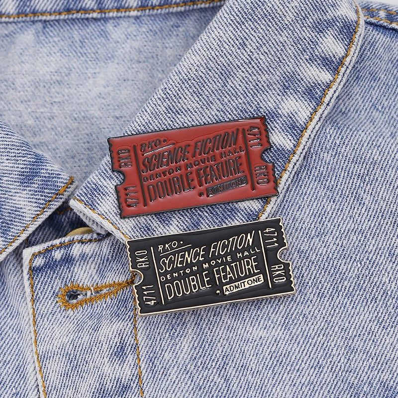 Red Black Movie Tickets Enamel Pins Rocky Horror Picture Show Ticket Brooches Badges Denim Shirt Lapel Pin Jeweley Friend Gifts