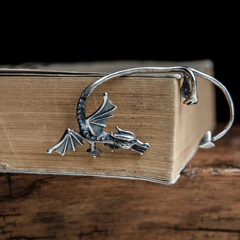 MKENDN Antiker Ohr-Erweiterungshaken aus 925er Sterlingsilber mit fliegendem Drachen-Ohrknochen-Clip-Ohrring, Punk, Herren, Damen, Gothic, Straßenschmuck