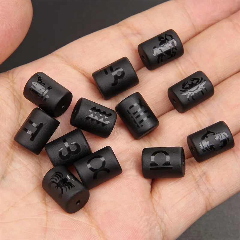 12 Constellation Series Glass Bead 10x13MM Matte Zodiac Signs Beads For DIY Making Women Men Couple Friendship Bracelet Jewelry