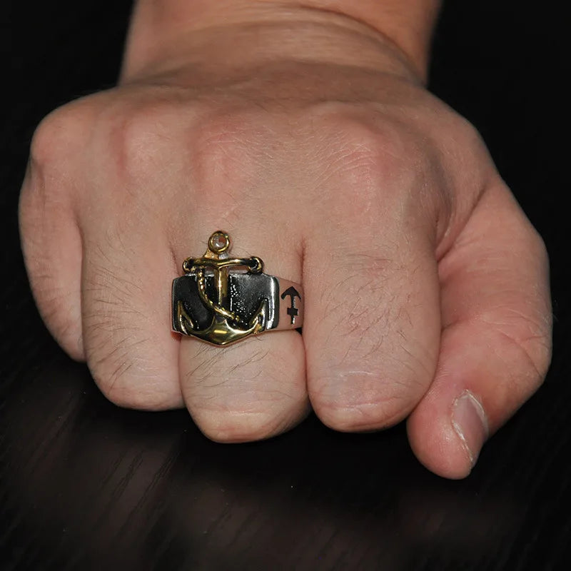 Retro Anchor / Nautical 316L Stainless Steel Ring - Madeinsea©
