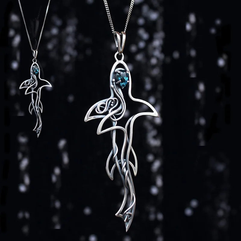 Fashion Income Shark Necklace Blue Topaz Thread Wrap Shark Jewelry Ocean Necklace Totem Best Gift for Girls