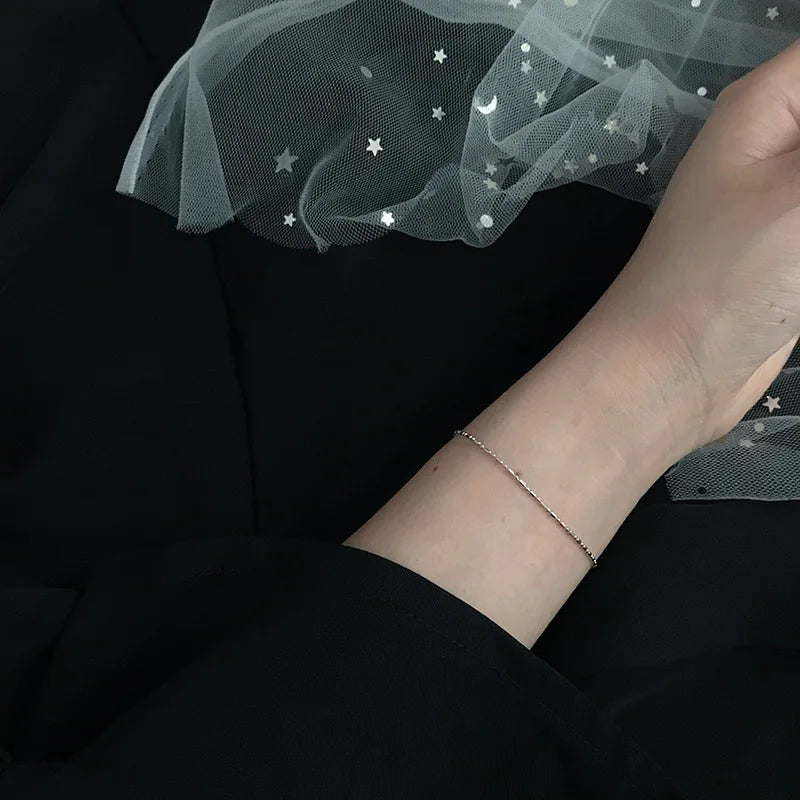 925 Sterling Silber Minimalistischen Stil Kette Armband Für Frauen Klassische Mode Student Paar Armband Schmuck Zubehör