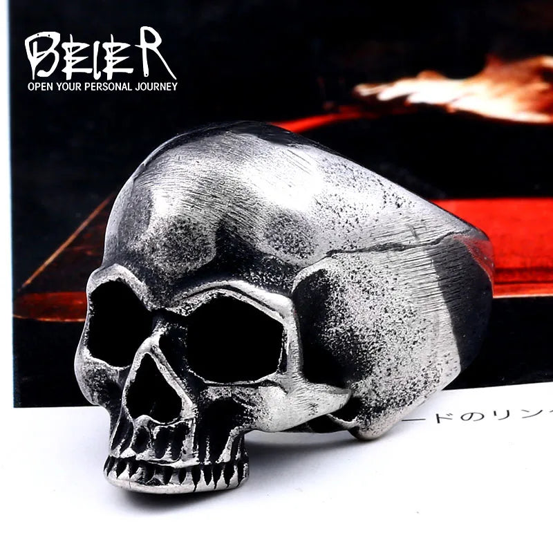 BEIER 316L stainless steel Vintage skull men's ring punk party rock high quality jewelry gift LLBR8-706R