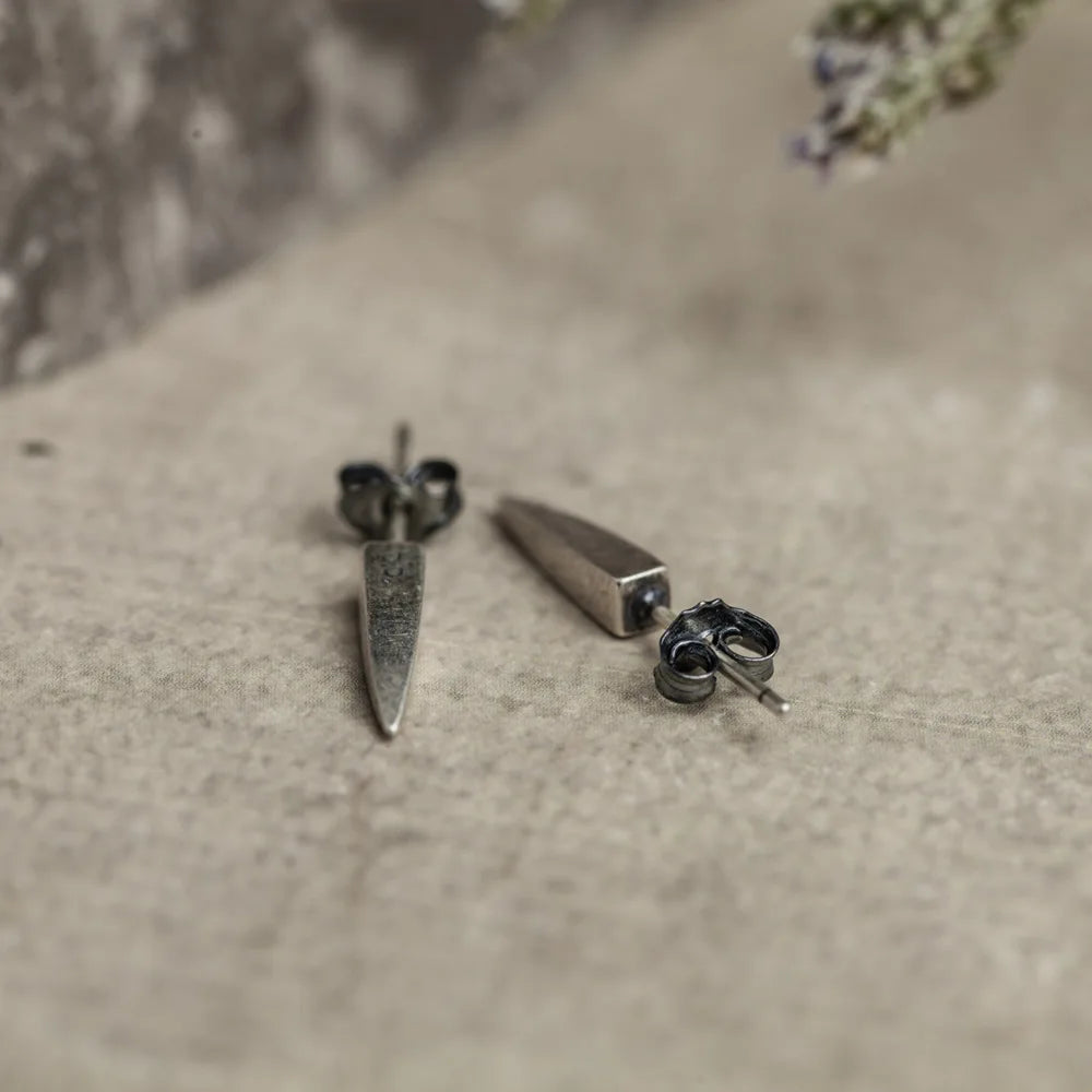 MKENDN 925 Sterling Silver Creative Retro Dagger Stud Earring Trendy Street Punk Style Ear Pin for Men Women Halloween Jewelry
