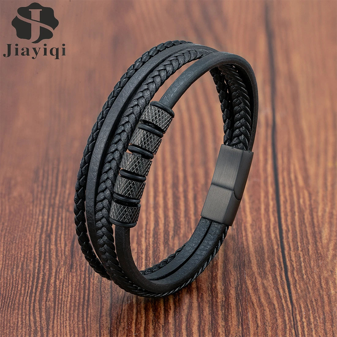 Luxury Stainless Steel Beaded Bracelet Fashion Men's Jewelry Classic Multilayer Braided Leather Bracelet Homme New Year Men Gift - Madeinsea©