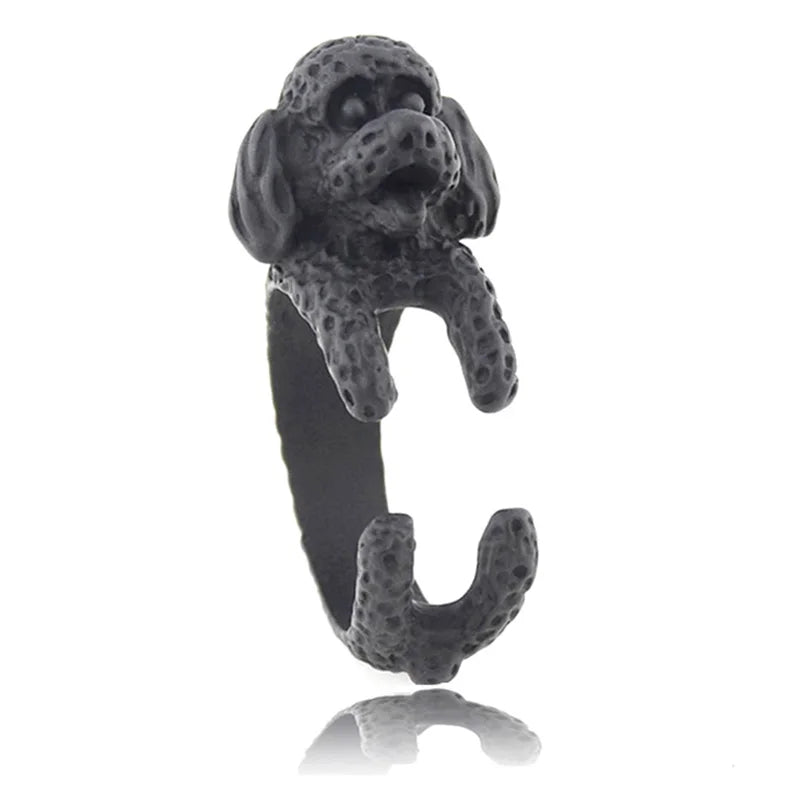 Retro Boho Bichon Frise Anel Animal Couple Rings For Women Punk Brass Knuckle Bague Dog Anillos Ring Men Jewelry Anniversary