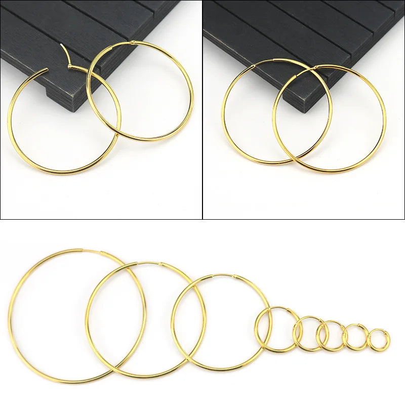 Genuine 925 Sterling Silver Fashion Korean Simple Hoop Earrings for Women Men Charming Chic Party Jewelry Accessories