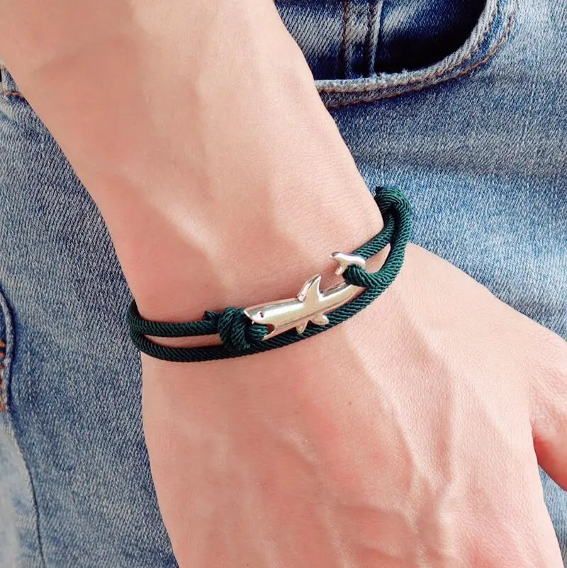 Shark Bracelet with Adjustable Nautical Rope